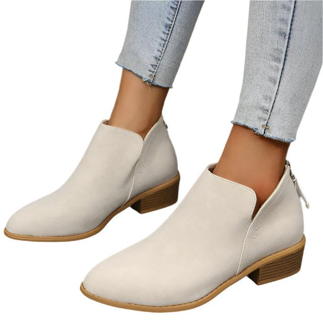 Tapered Silhouette Low Heel Boots for Women – Stylish & Comfortable