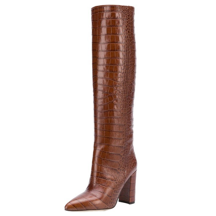 Thick Heeled Knee High Boots for Women – Stylish & Comfortable