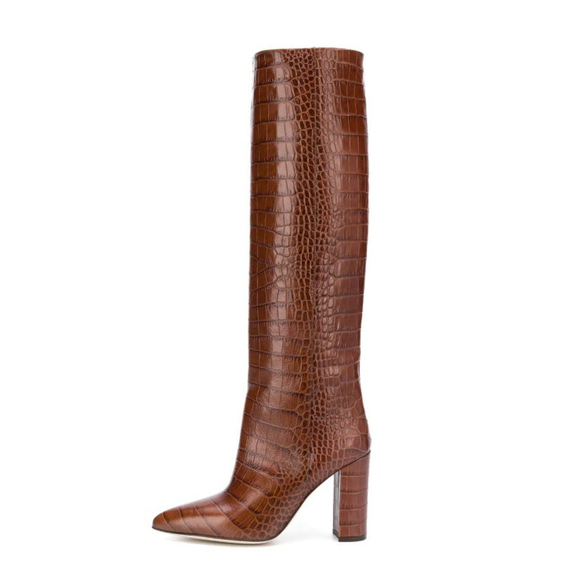 Thick Heeled Knee High Boots for Women – Stylish & Comfortable