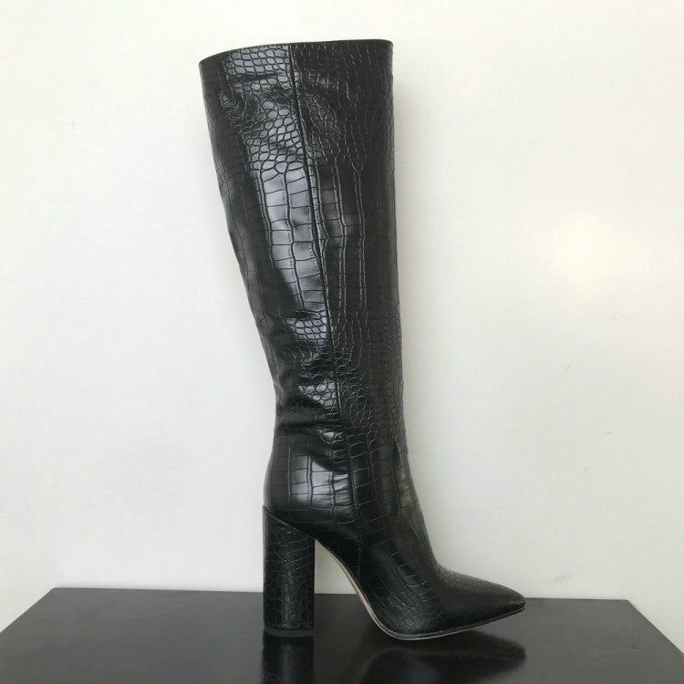 Thick Heeled Knee High Boots for Women – Stylish & Comfortable