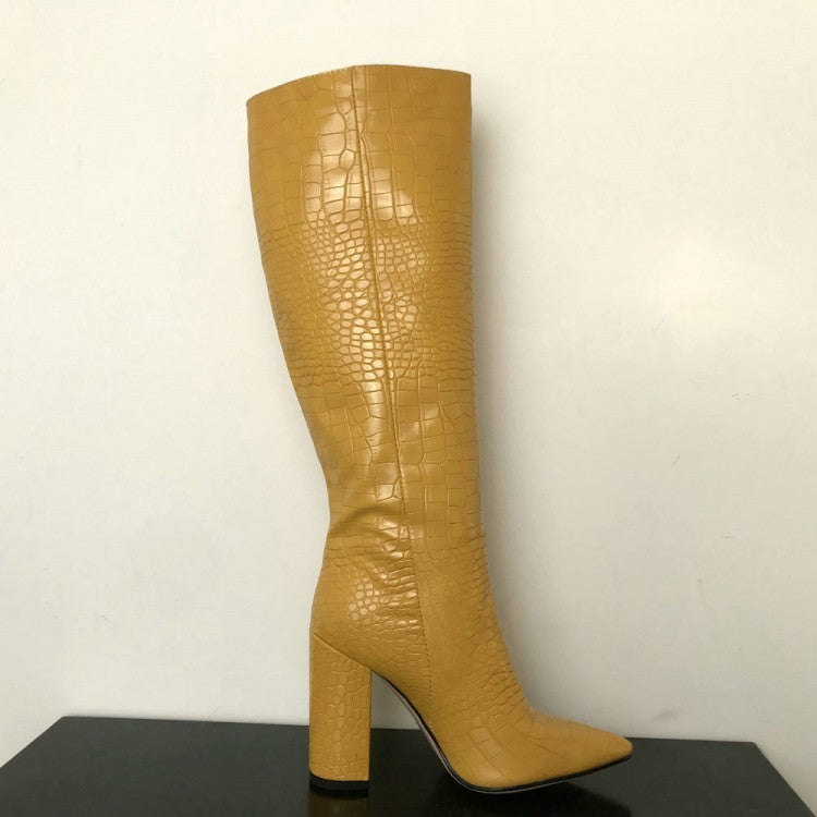 Thick Heeled Knee High Boots for Women – Stylish & Comfortable