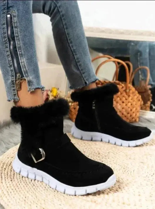 Thick Mid-Tube Boots for Women β Cozy & Stylish Velvet Design