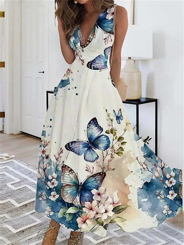 V-Neck Midi Dress for Women – Elegant & Versatile Summer Style 1