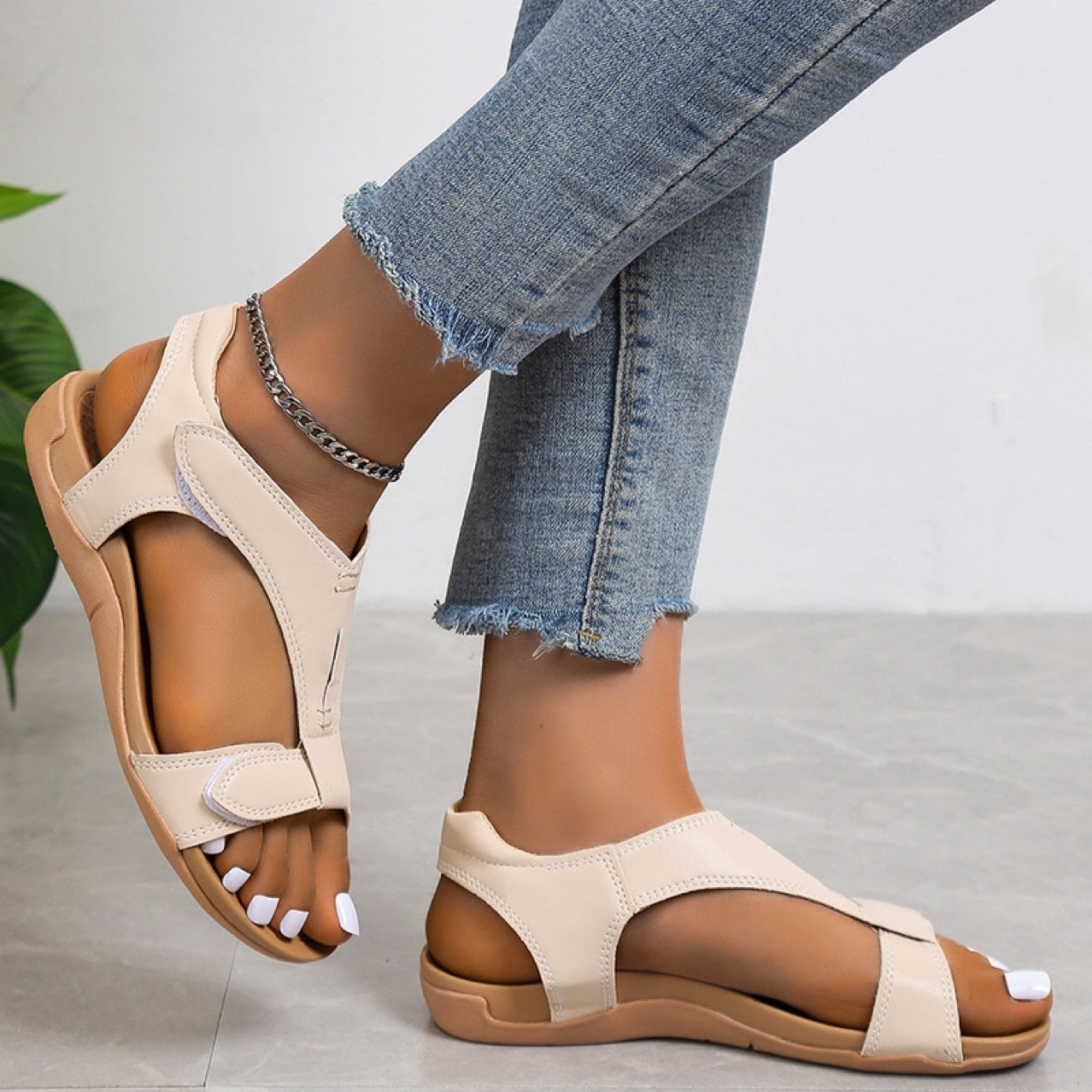 Velcro Strap Platform Sandals for Women – Stylish & Comfortable