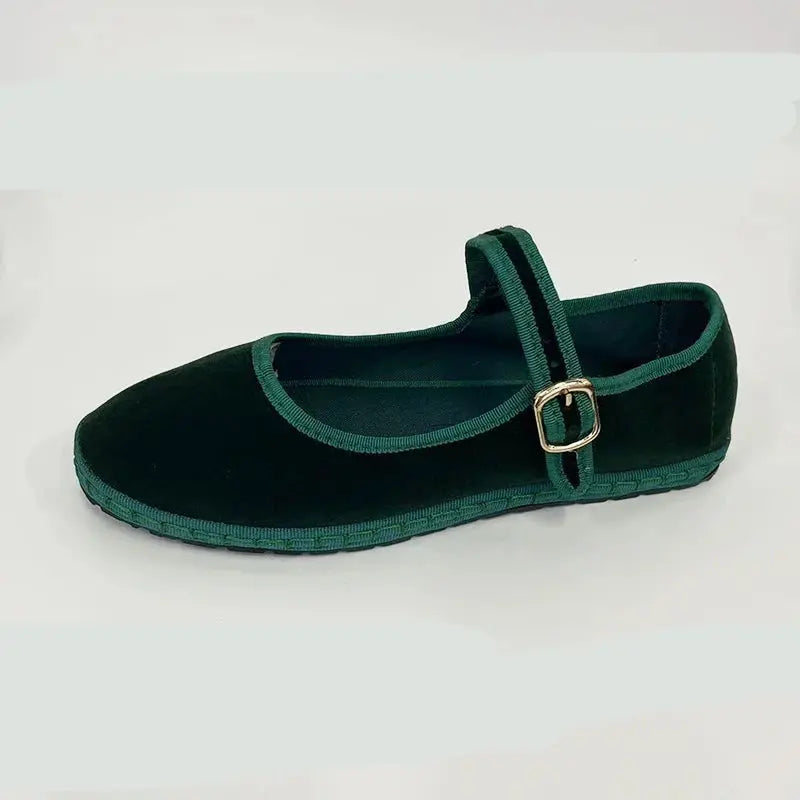 Velvet Ballet Flats for Women β Elegant & Comfortable Mary Jane Design