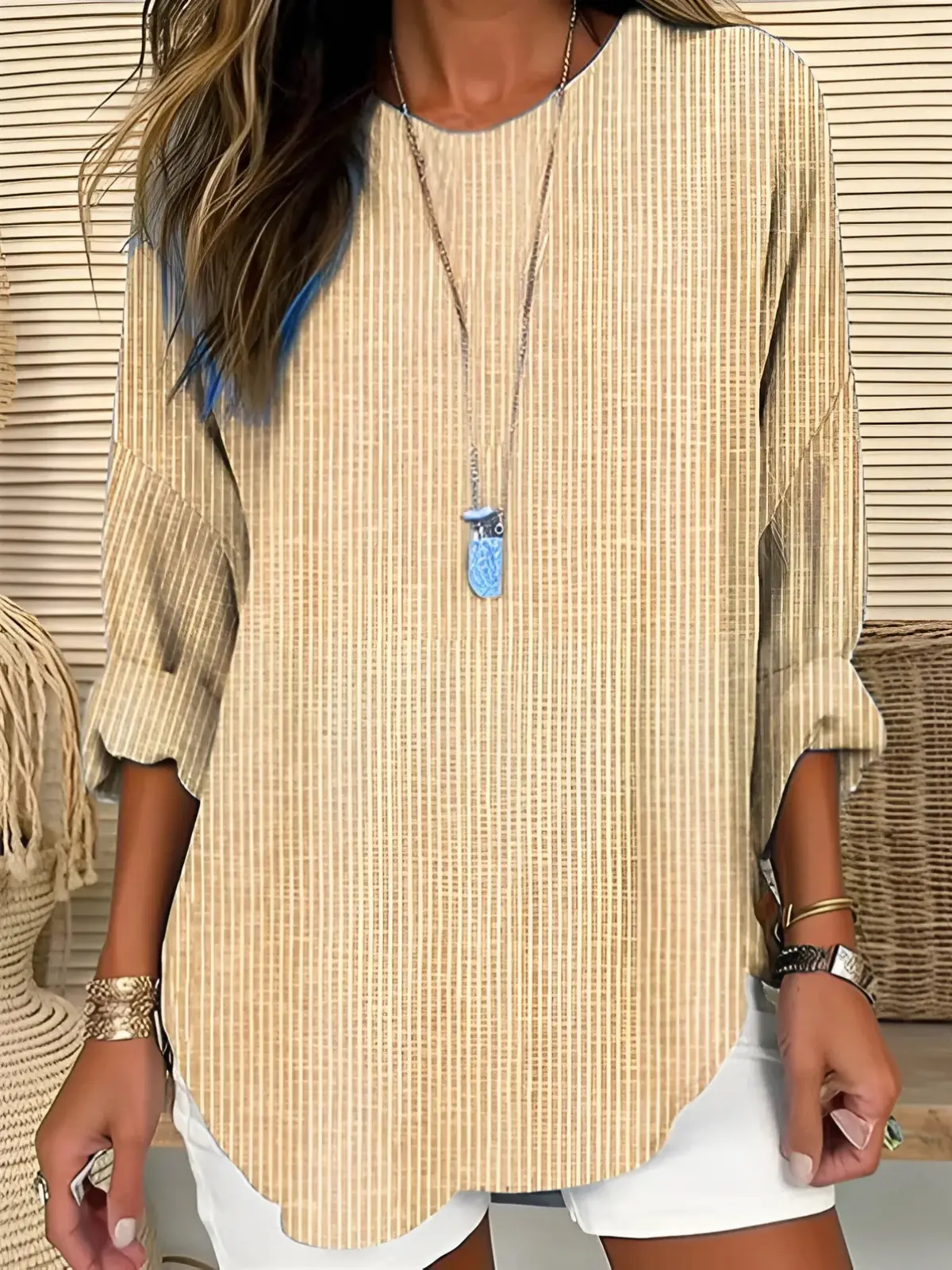 Vertical Striped Blouse for Women – Lightweight & Stylish Long Sleeve Top-Caliboot