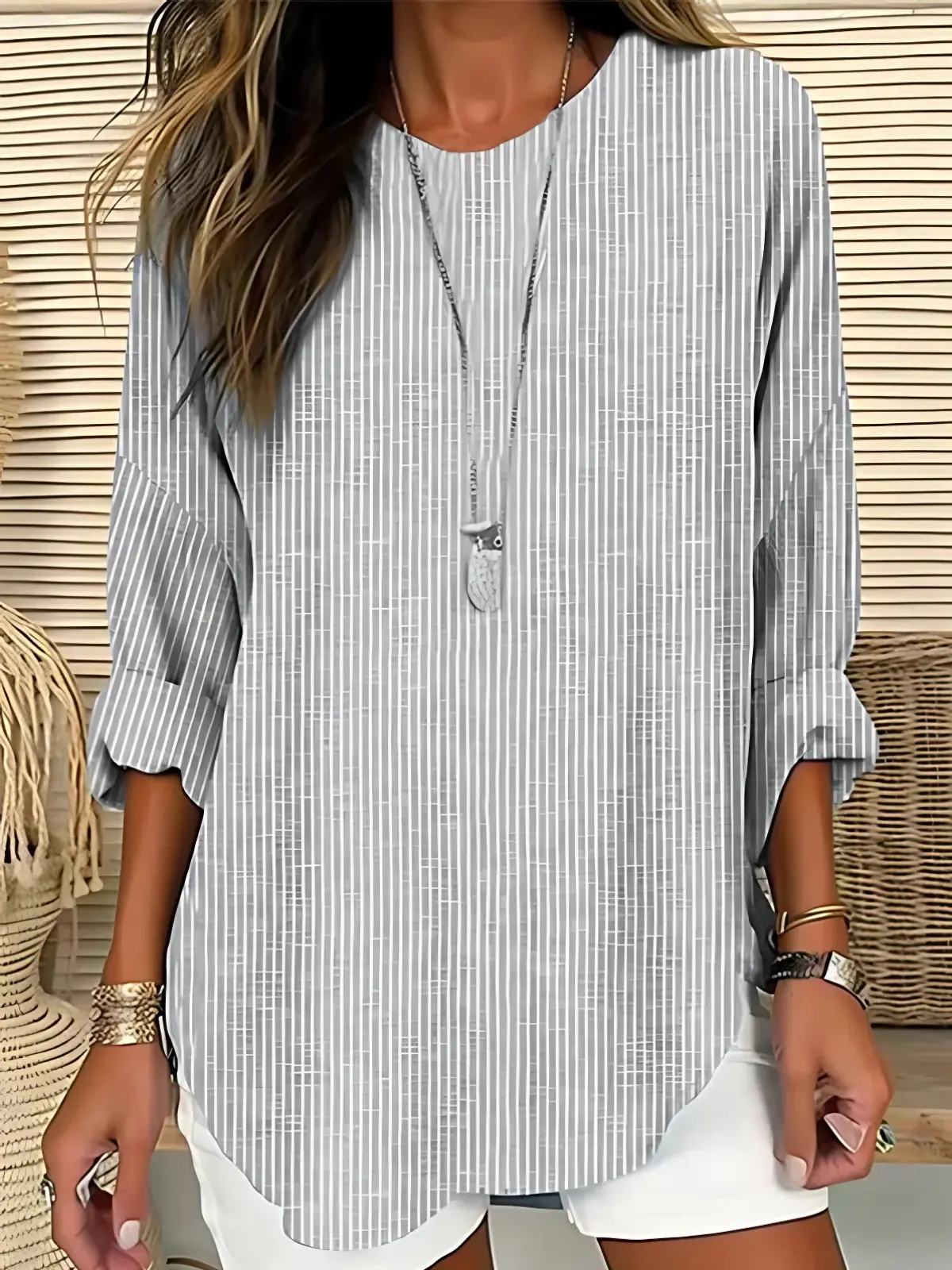 Vertical Striped Blouse for Women – Lightweight & Stylish Long Sleeve Top-Caliboot