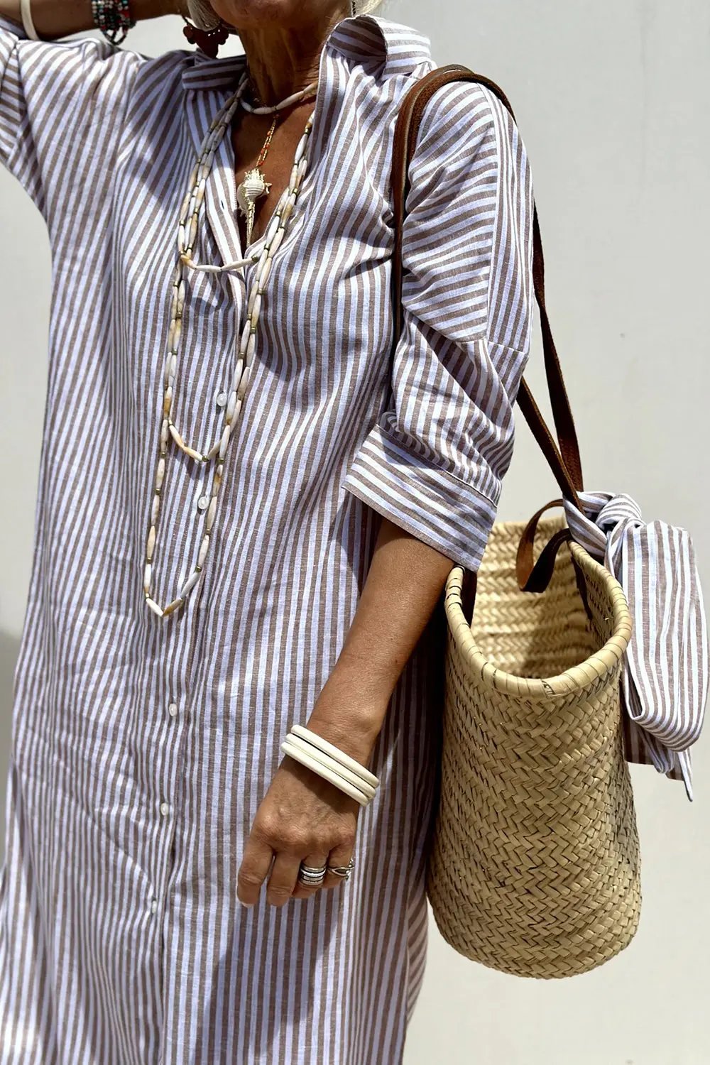 Vertical Striped Shirt Dress for Women – Effortless Style & Comfort-Caliboot