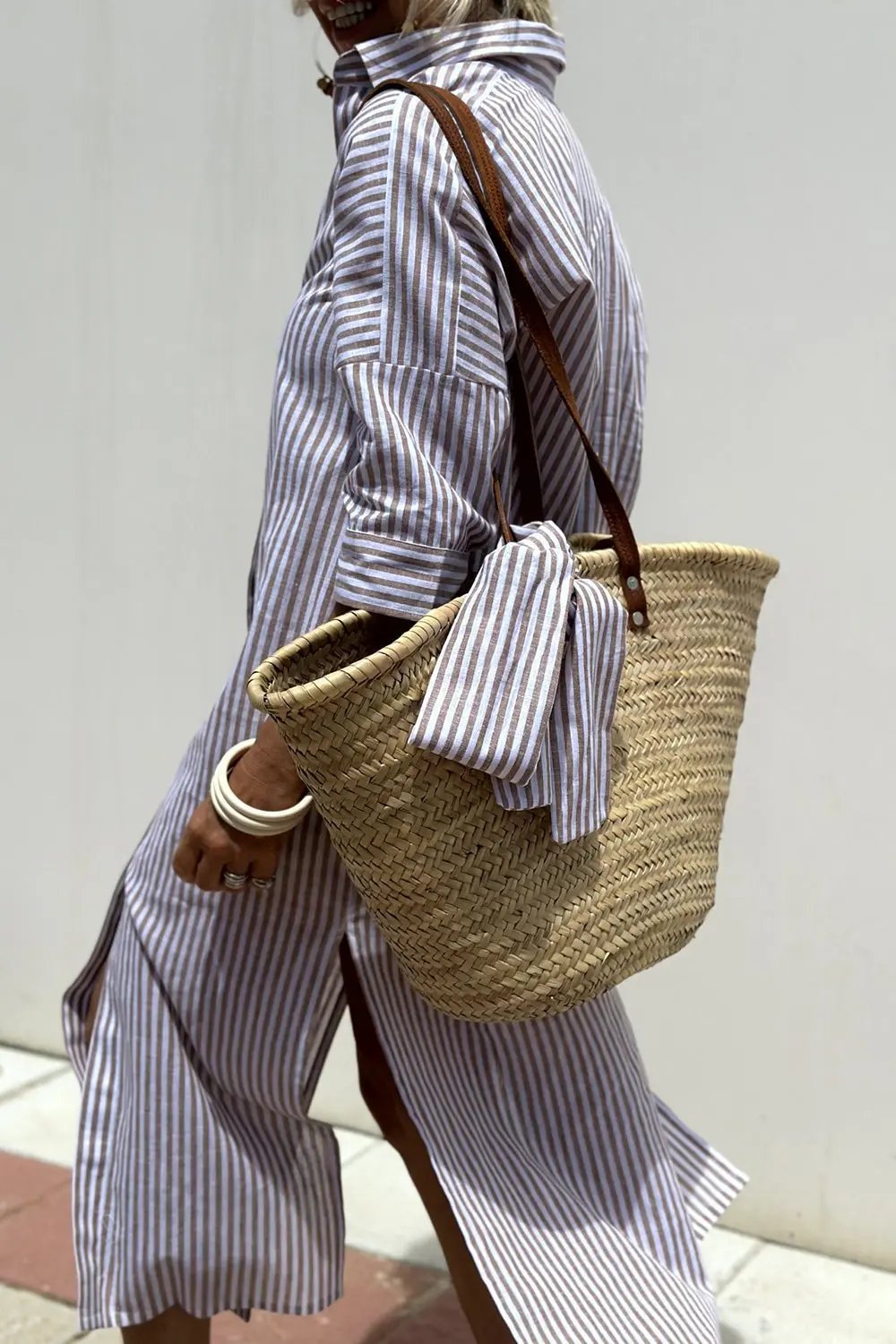 Vertical Striped Shirt Dress for Women – Effortless Style & Comfort-Caliboot