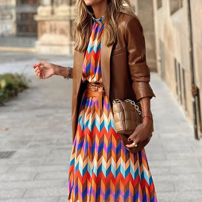 Vibrant Print Midi Dress for Women – Effortless Elegance for Summer Days 1