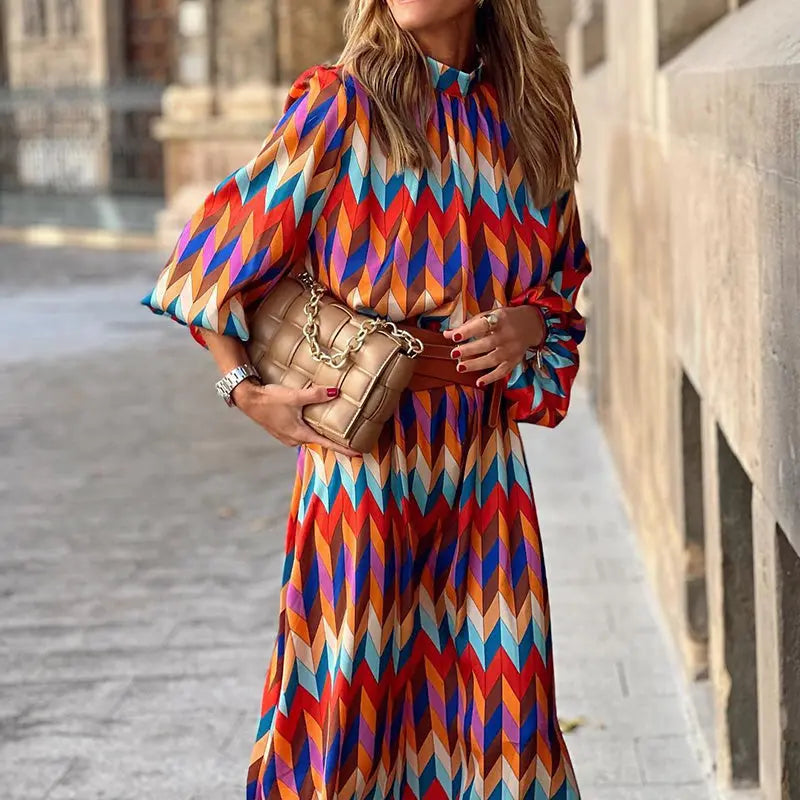 Vibrant Print Midi Dress for Women – Effortless Elegance for Summer Days 2