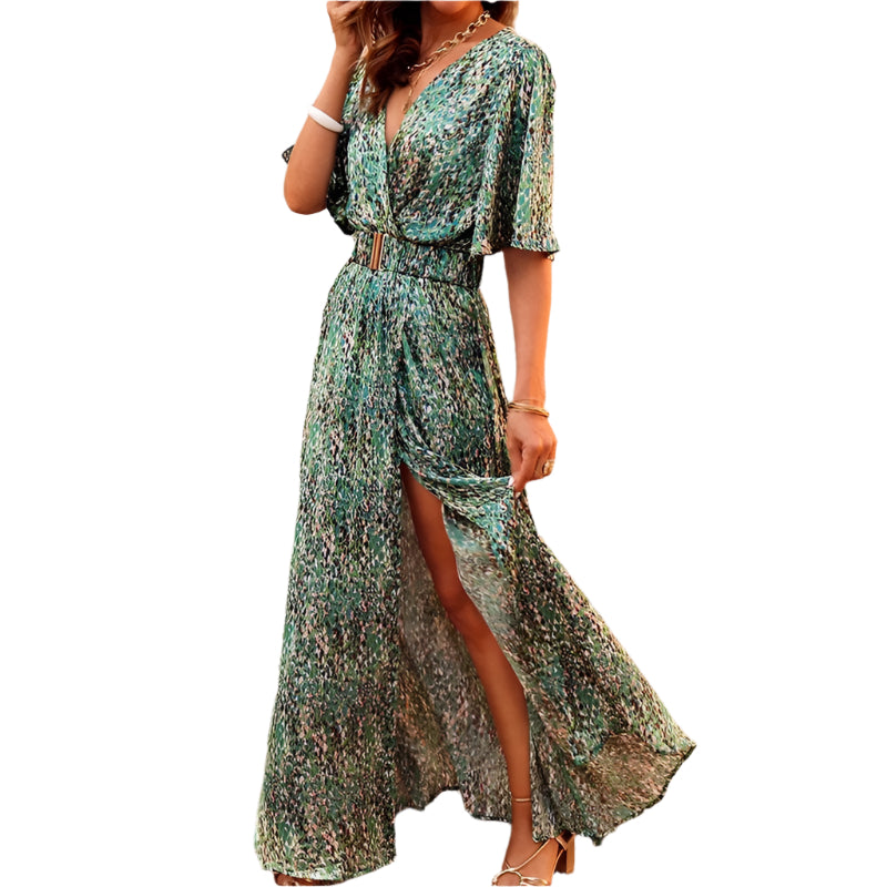Vina – Robe Longue Femme – Imprimée et Élégante avec Fente Haute 1