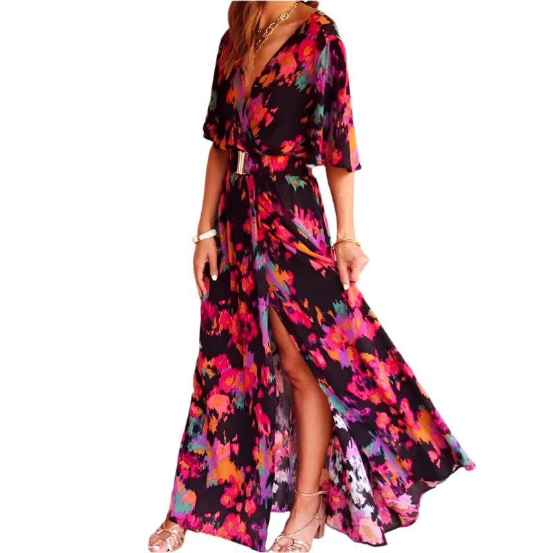 Vina – Robe Longue Femme – Imprimée et Élégante avec Fente Haute 2