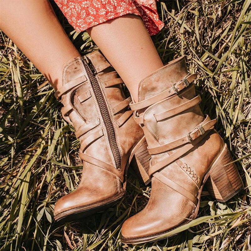 Vintage Mid-Calf Boots for Women – Chic & Comfortable Style