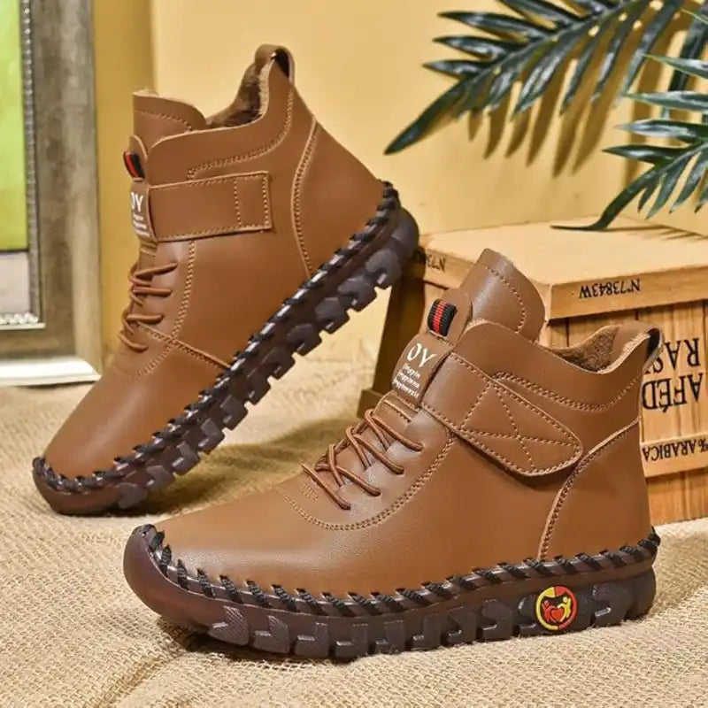 Waterproof Lace-Up Boots for Women – Warm & Stylish Comfort