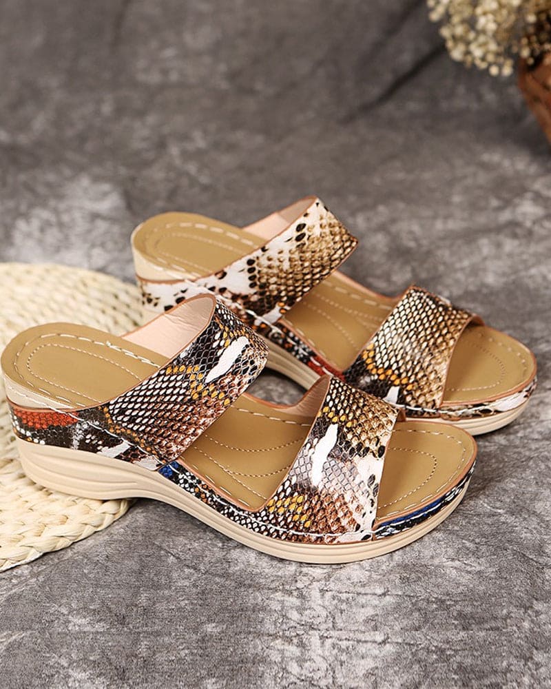 Wedge Sandals for Women – Stylish Animal Print Straps