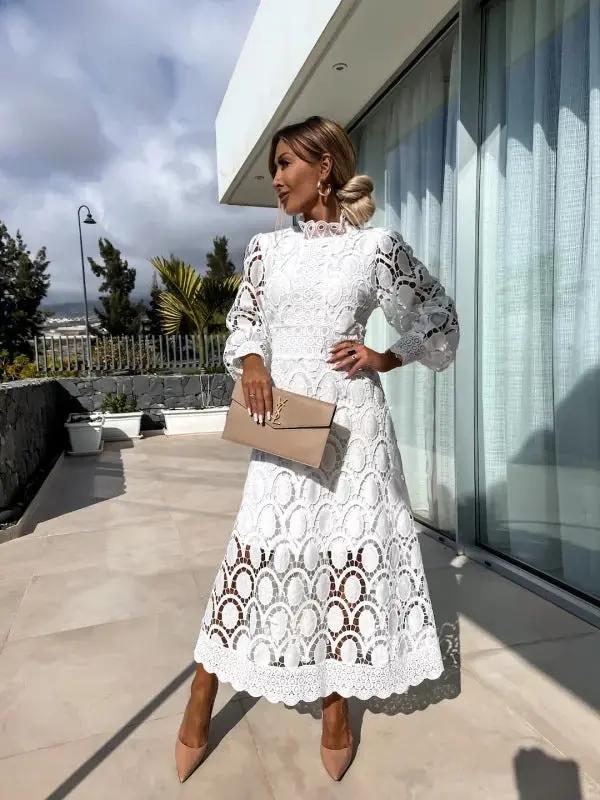 White Lace Dress for Women – Elegant & Airy Summer Style-Caliboot