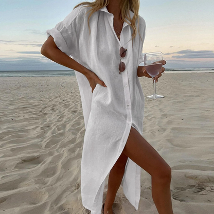 Alba – Robe Chemise pour Femmes – Fendue & Élégante