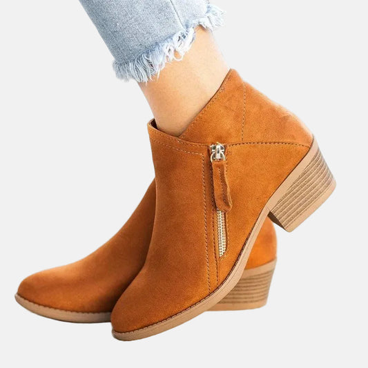 Block Heel Zip Ankle Boots for Women – Sleek & Everyday Comfort