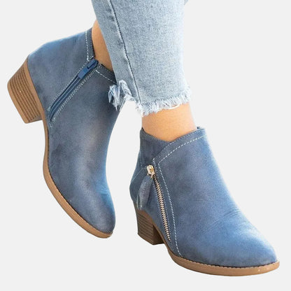 Block Heel Zip Ankle Boots for Women – Sleek & Everyday Comfort
