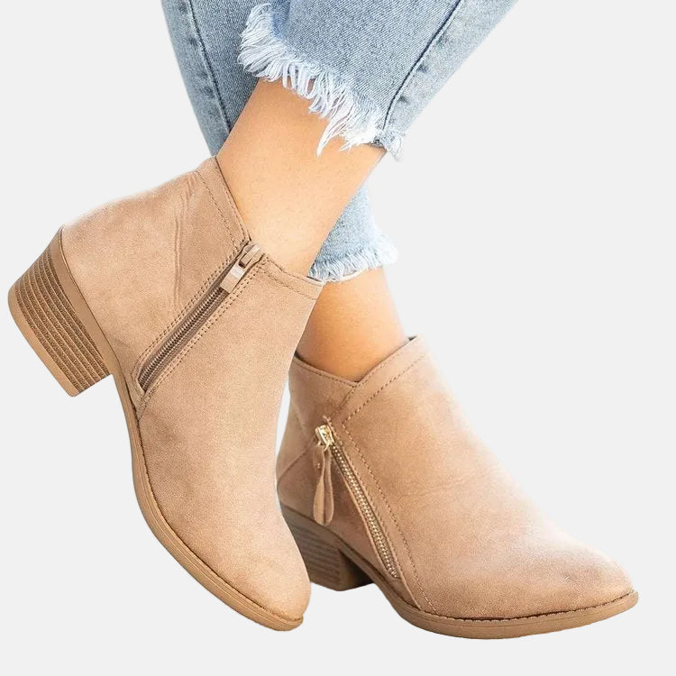 Block Heel Zip Ankle Boots for Women – Sleek & Everyday Comfort