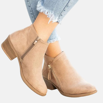 Block Heel Zip Ankle Boots for Women – Sleek & Everyday Comfort