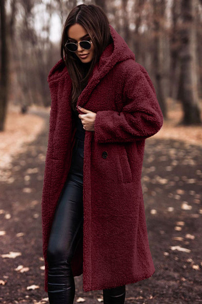 Relaxed Fit Mid-Calf Hooded Coat for Women – Cozy Casual Comfort Caliboot