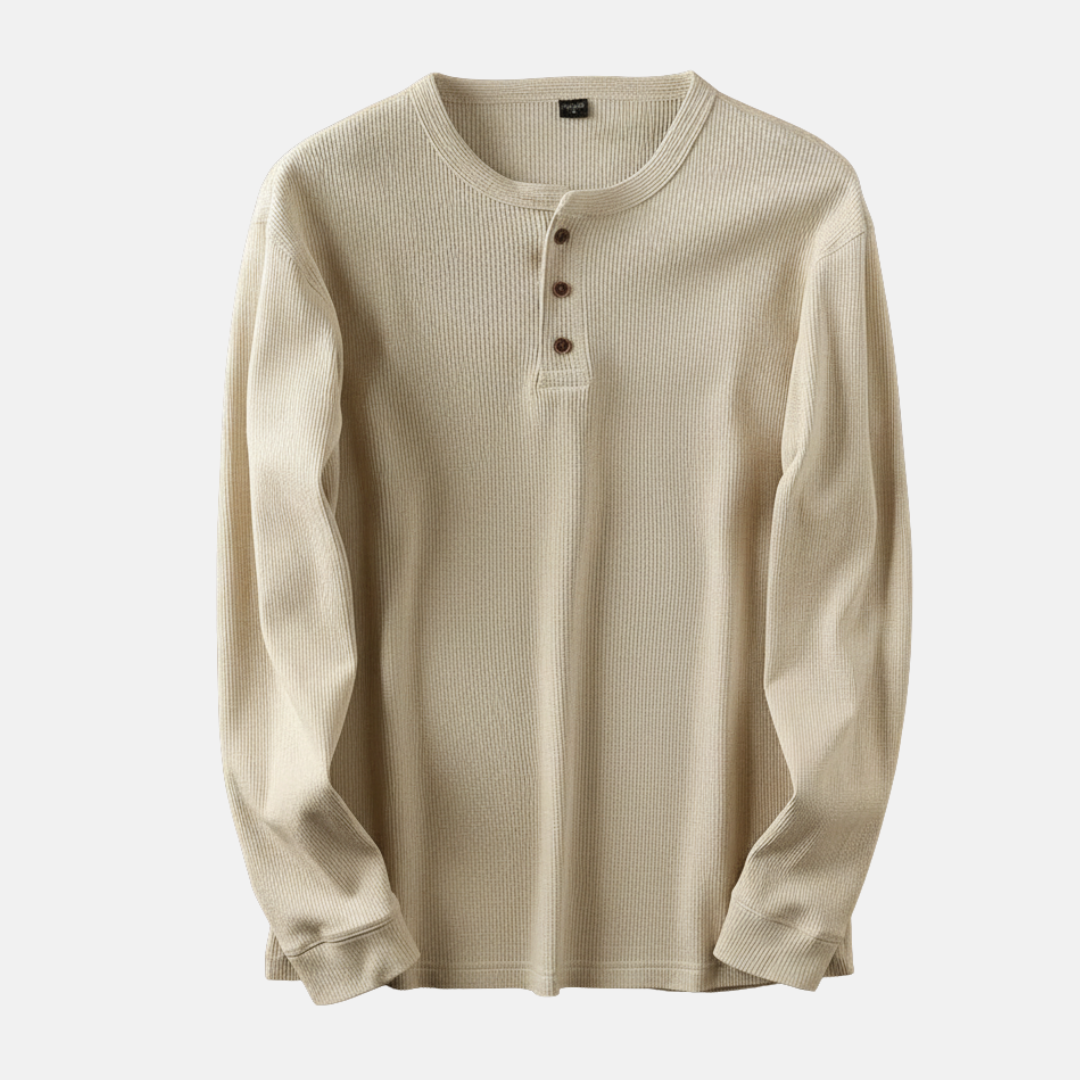 Ribbed Relaxed Fit Henley Shirt for Men – Casual Comfort & Style Caliboot