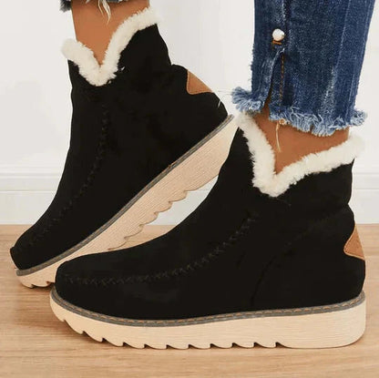Platform Slip-On Fleece-Lined Ankle Boots for Women – Cozy Stylish Comfort Caliboot