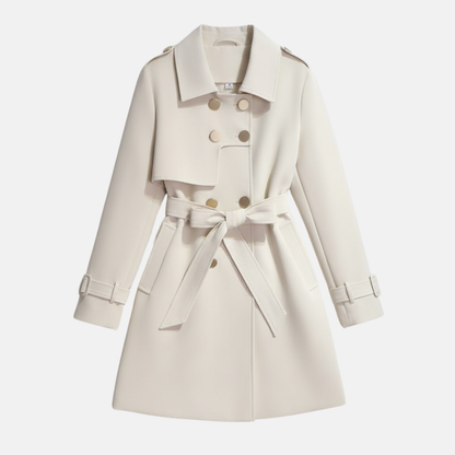 Classic Fit Double-Breasted Belted Trench Coat for Women – Timeless Style & Comfort Caliboot