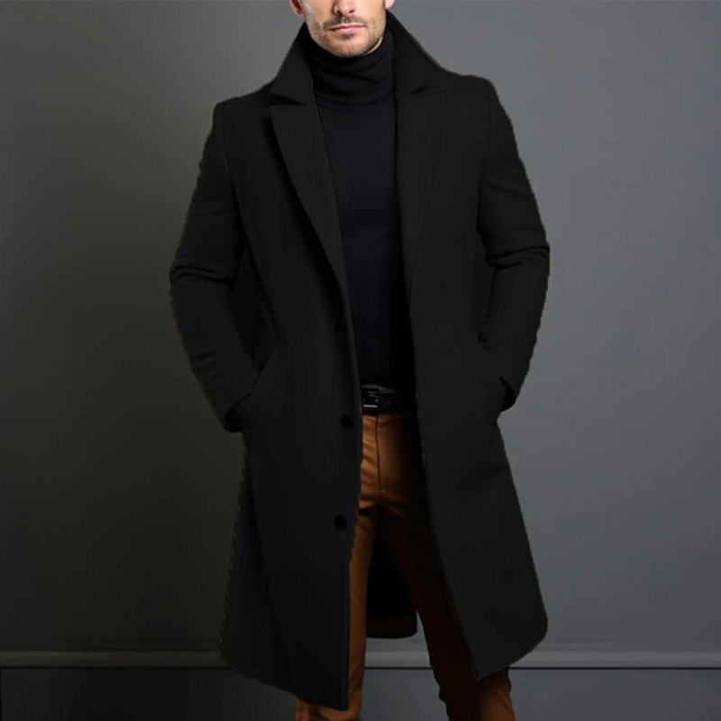 Jameson | Classic Long Overcoat with Lapel for Men Caliboot