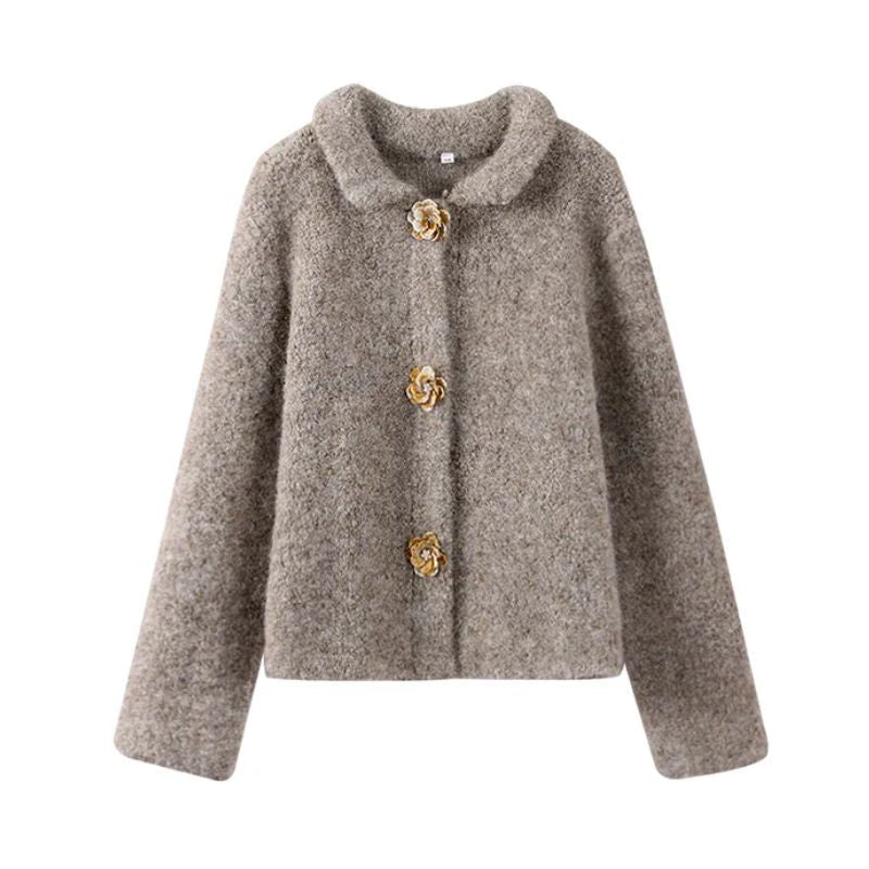 Cropped Collared Wool Cardigan for Women – Cozy Stylish Comfort Caliboot