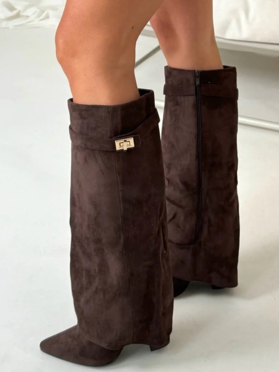Emily | Women’s Leather Thigh-High Boots with Buckle Caliboot