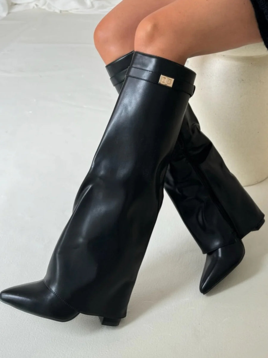 Emily | Women’s Leather Thigh-High Boots with Buckle Caliboot