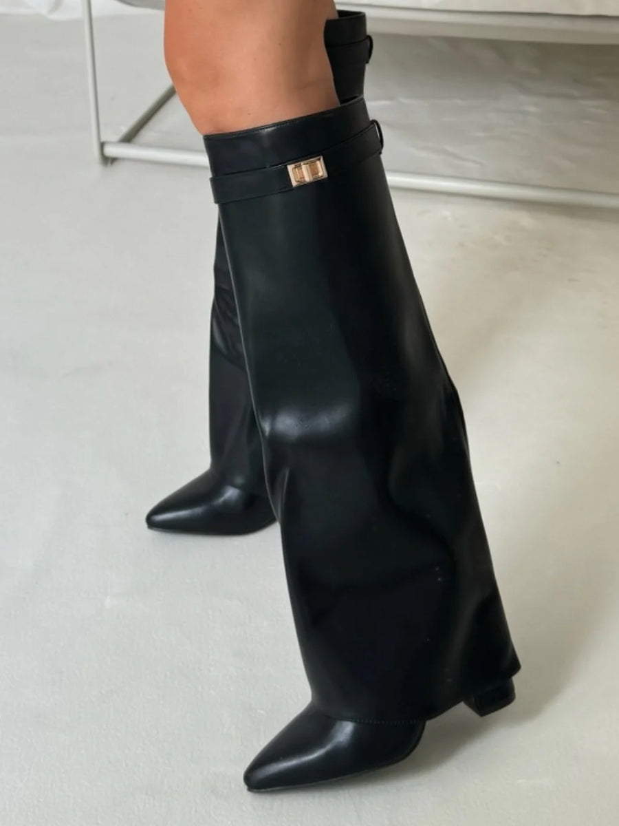 Emily | Women’s Leather Thigh-High Boots with Buckle Caliboot
