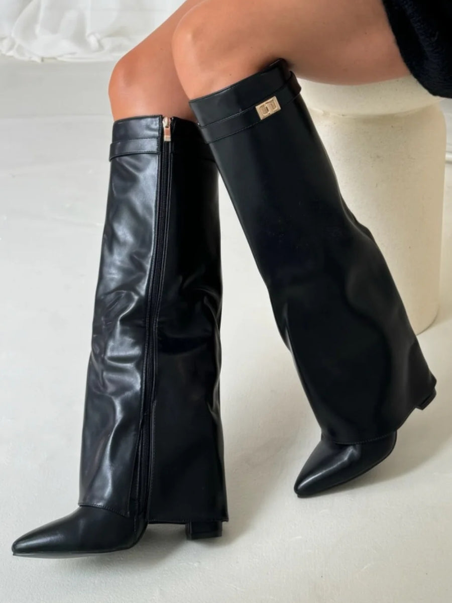 Emily | Women’s Leather Thigh-High Boots with Buckle Caliboot