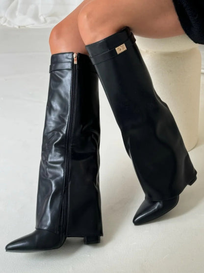 Emily | Women’s Leather Thigh-High Boots with Buckle Caliboot
