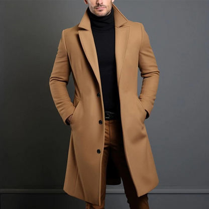 Jameson | Classic Long Overcoat with Lapel for Men Caliboot