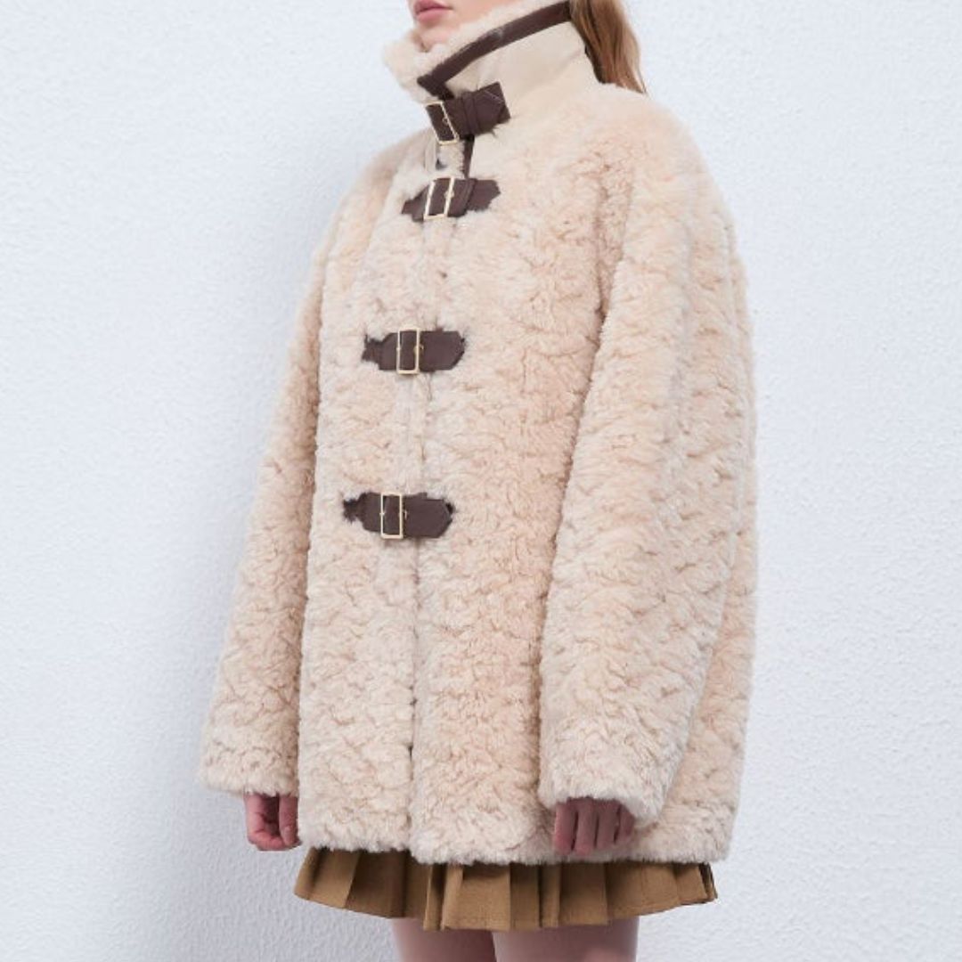 Oversized Buckle Front  Coat for Women – Cozy Stylish Warmth Caliboot