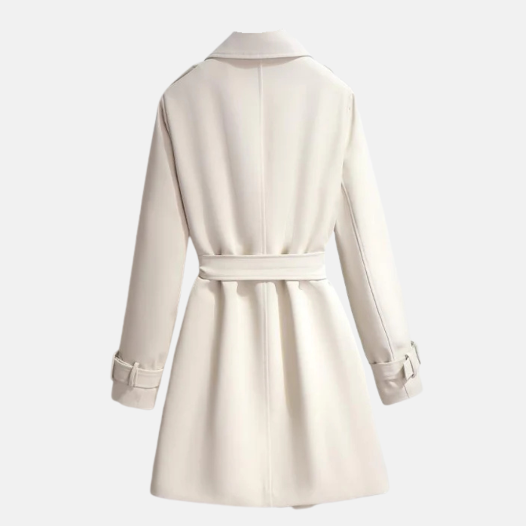 Classic Fit Double-Breasted Belted Trench Coat for Women – Timeless Style & Comfort Caliboot
