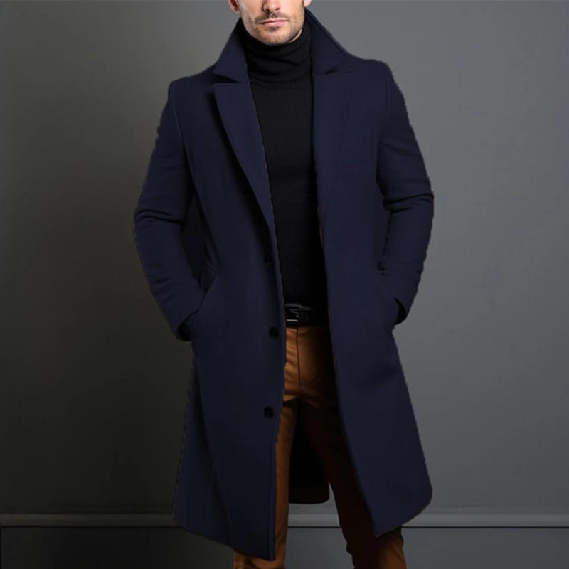 Jameson | Classic Long Overcoat with Lapel for Men Caliboot