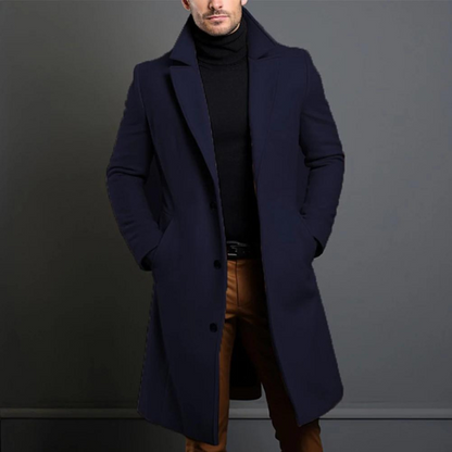 Jameson | Classic Long Overcoat with Lapel for Men Caliboot