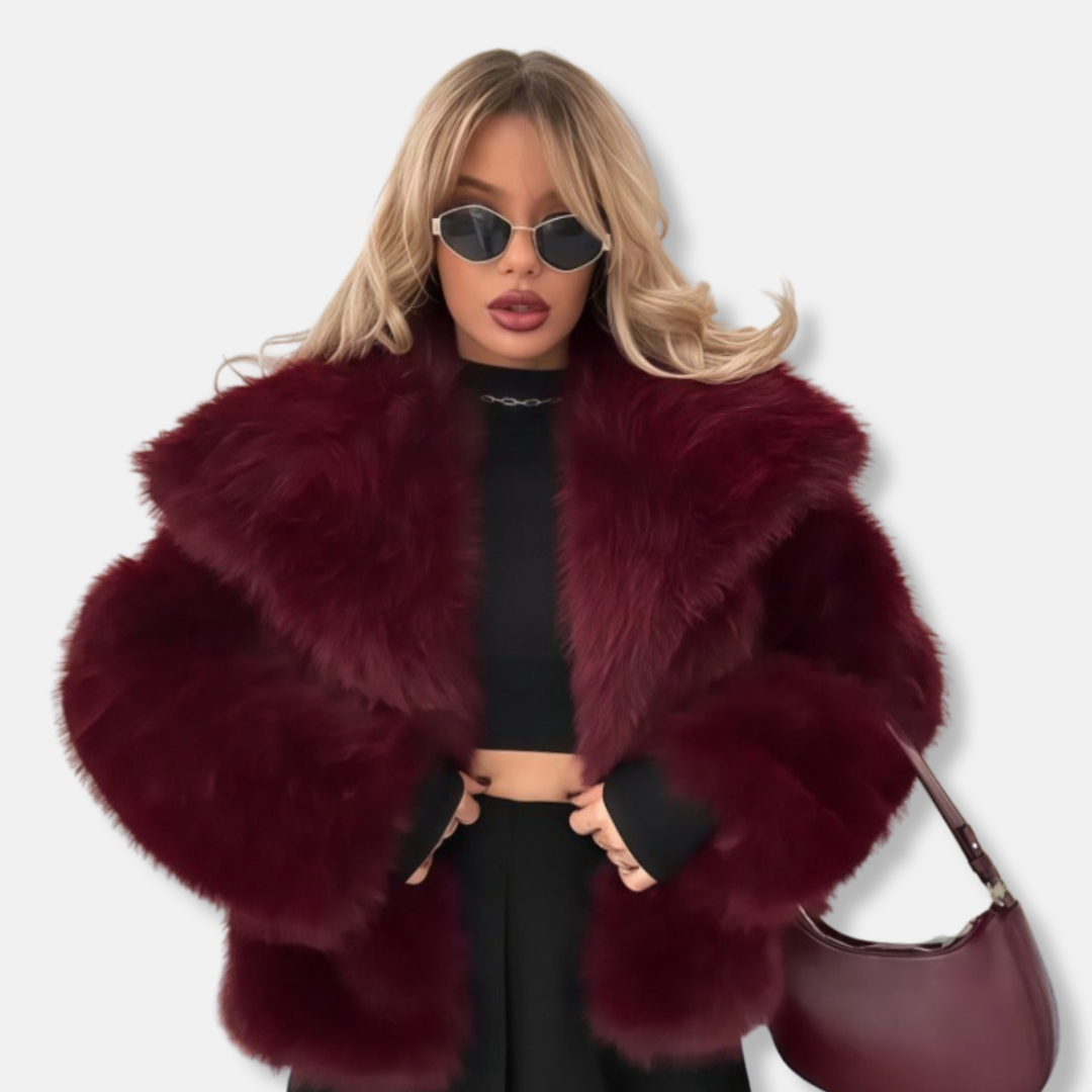 Oversized Collared Button Front Fur Coat for Women – Cozy Elegant Style Caliboot