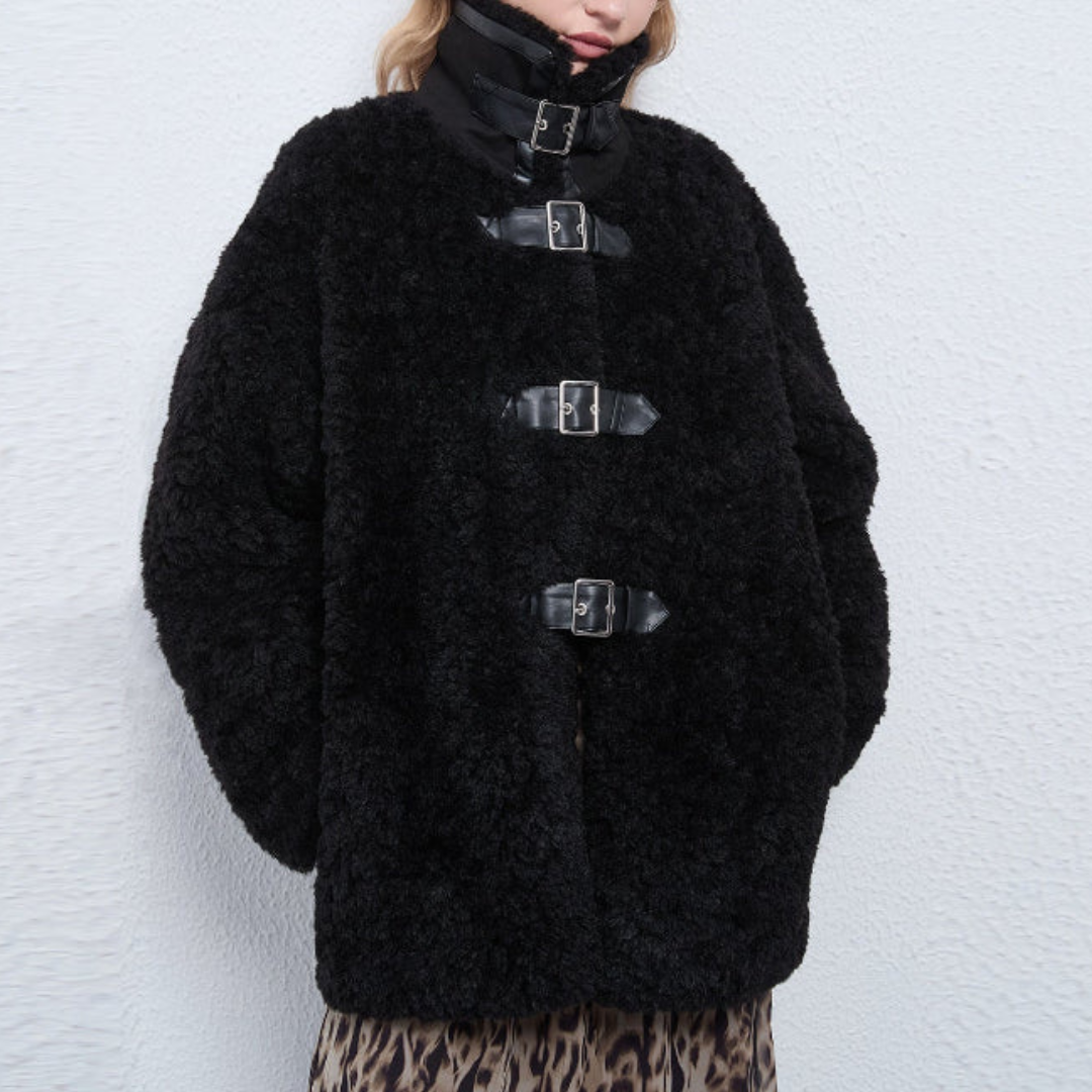 Oversized Buckle Front  Coat for Women – Cozy Stylish Warmth Caliboot