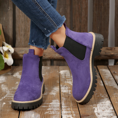 Women's Chelsea Boots – Chunky Lug Sole Ankle Boots with Elastic Side Panels Caliboot