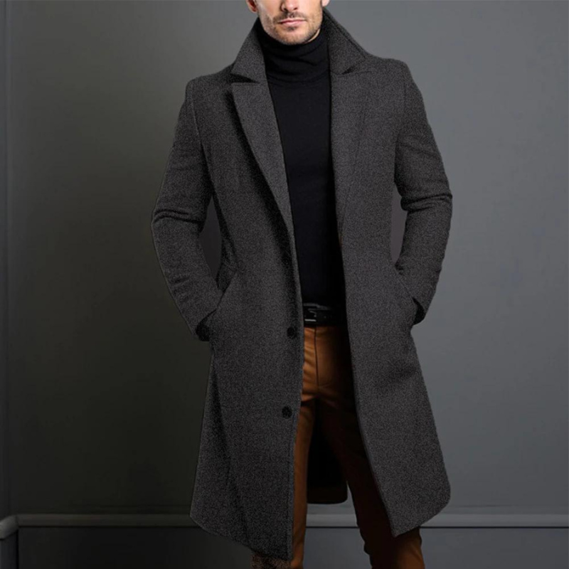 Jameson | Classic Long Overcoat with Lapel for Men Caliboot