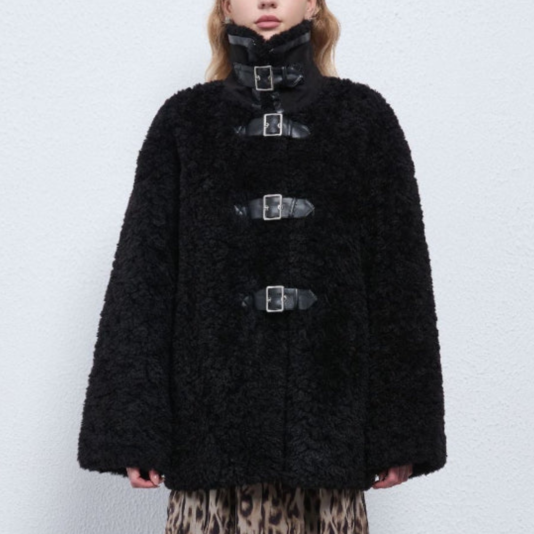 Oversized Buckle Front  Coat for Women – Cozy Stylish Warmth Caliboot