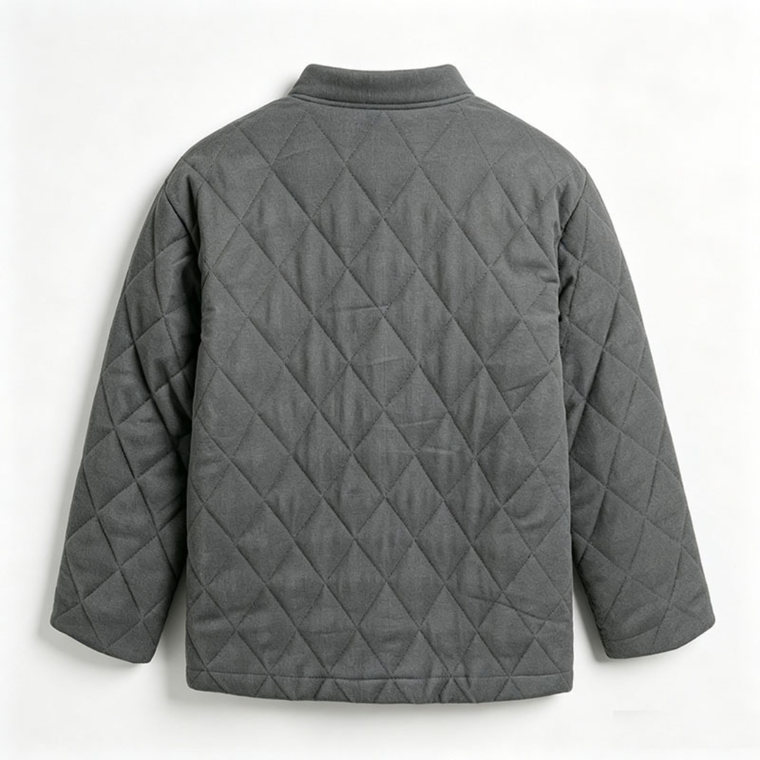 Men's Quilted Jacket with Button Front – Stand Collar and Dual Patch Pockets Caliboot
