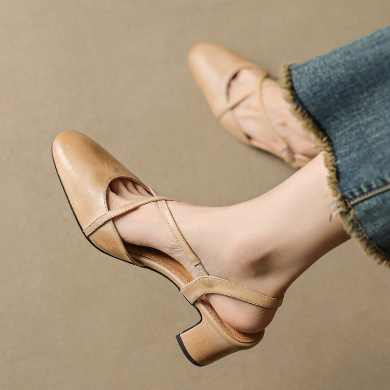 Square Toe Block Heel Mary Jane Slingback Heels for Women – Stylish & Supportive Design Caliboot