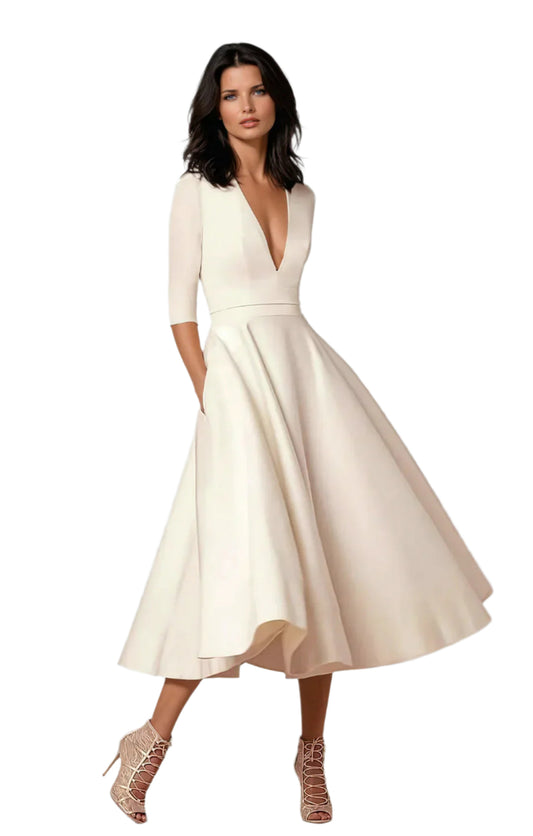 Azmira – Robe Midi Femme A-Ligne – Élégante & Chic 0